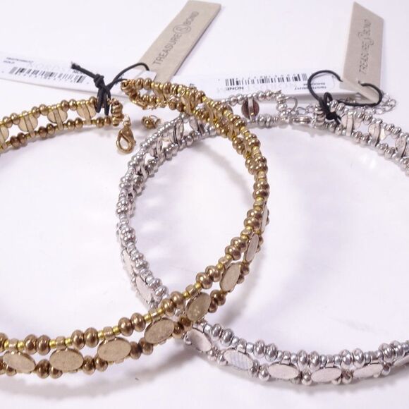 Nordstrom Treasure & Bond Circle Choker Necklace Silver Gold NWT 49 EA 100 Set 2 - Picture 1 of 9